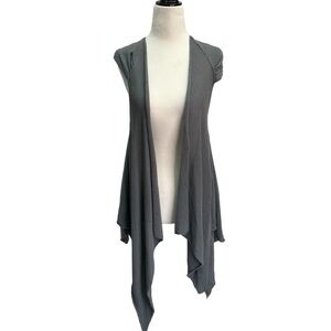 Zuza-Bart Grey Open Weave Waterfall 100% Cotton Cardigan Vest Size S